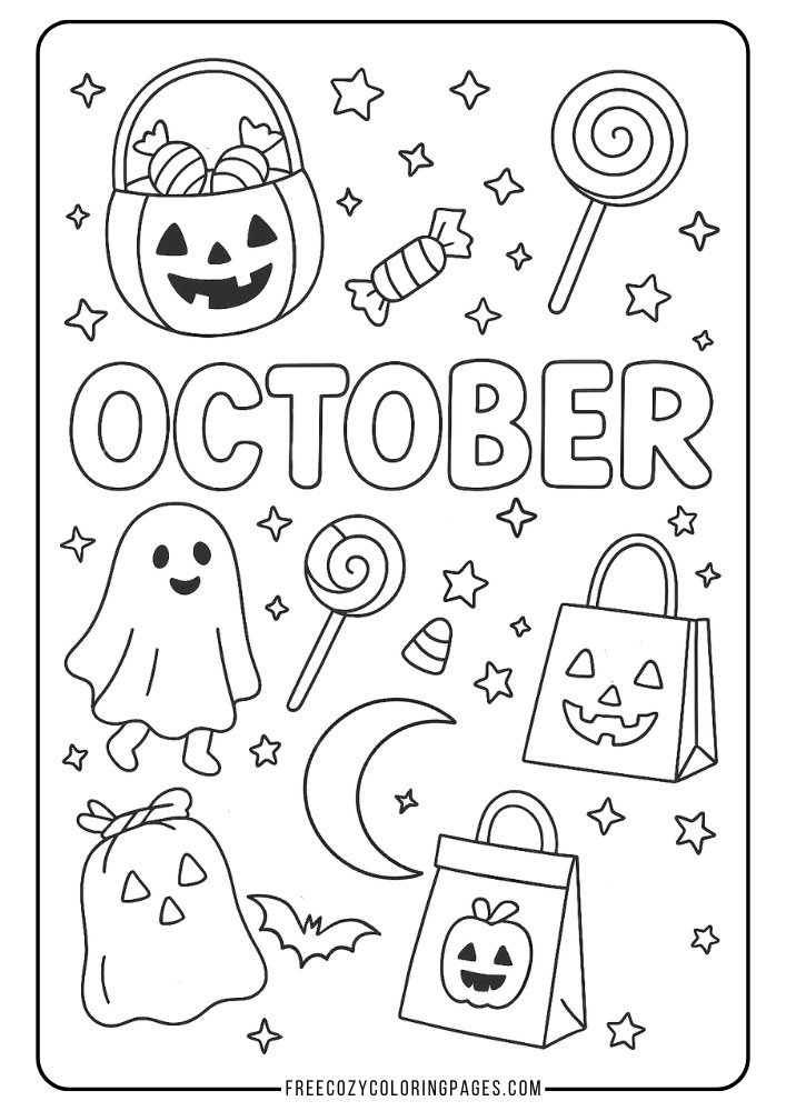 kawaii october coloring page