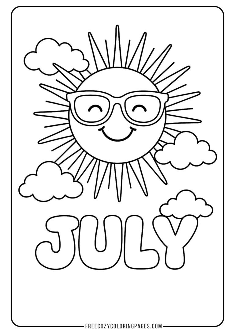 easy July coloring page